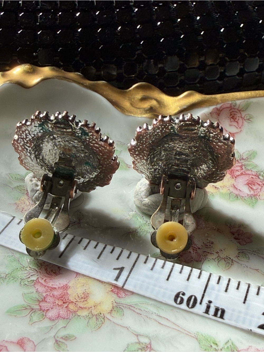 Vintage Black Rhinestone Cluster Clip-On Earrings Statement Glam - Picture 4 of 5